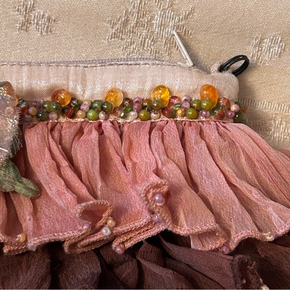 Vintage Mary Frances Silk Chiffon Fairy Beaded Luxury Clutch Purse Butterfly - Picture 7 of 16